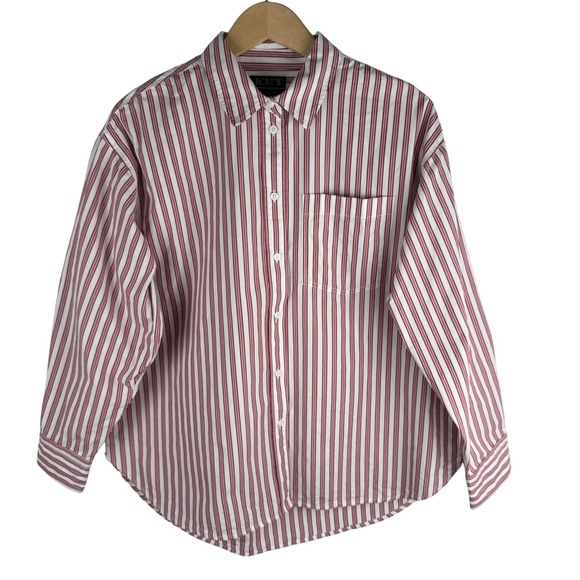 J.Crew Etienne Oversized Fit Striped Button Down Shirt Women M Cotton Poplin - Picture 3 of 10